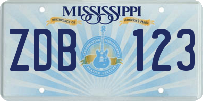 MS license plate ZDB123