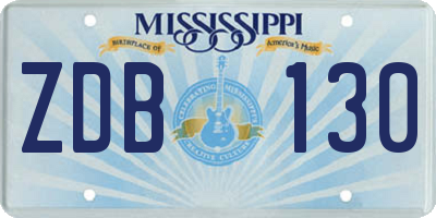 MS license plate ZDB130