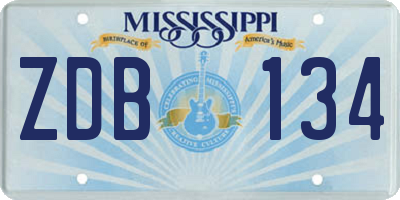 MS license plate ZDB134