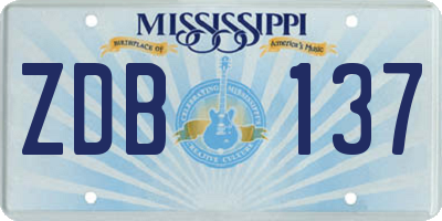 MS license plate ZDB137