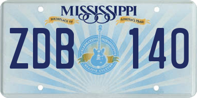 MS license plate ZDB140