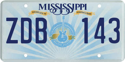 MS license plate ZDB143