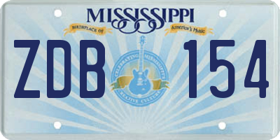 MS license plate ZDB154