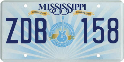 MS license plate ZDB158