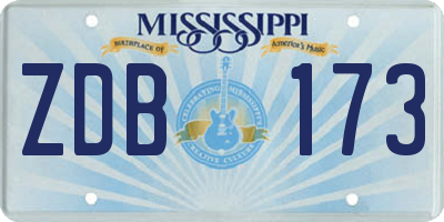 MS license plate ZDB173