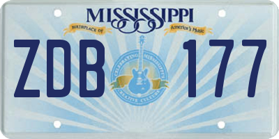 MS license plate ZDB177