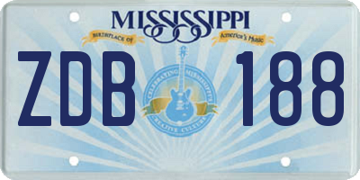 MS license plate ZDB188
