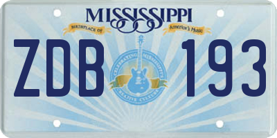 MS license plate ZDB193