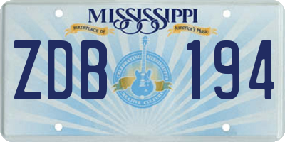 MS license plate ZDB194