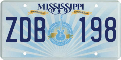 MS license plate ZDB198