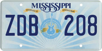 MS license plate ZDB208