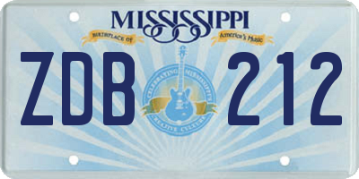 MS license plate ZDB212