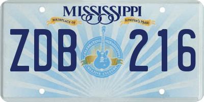 MS license plate ZDB216