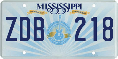 MS license plate ZDB218