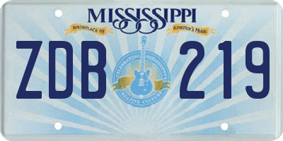 MS license plate ZDB219