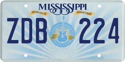 MS license plate ZDB224