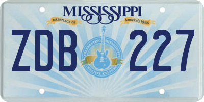 MS license plate ZDB227