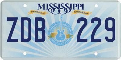 MS license plate ZDB229