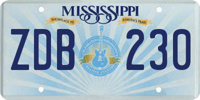 MS license plate ZDB230
