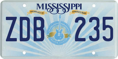 MS license plate ZDB235