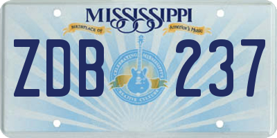 MS license plate ZDB237
