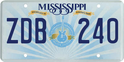 MS license plate ZDB240