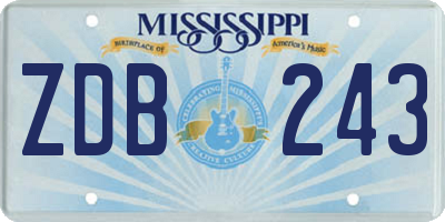 MS license plate ZDB243