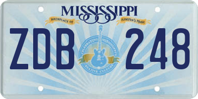 MS license plate ZDB248