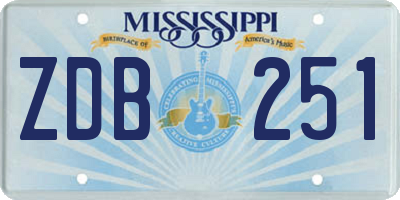MS license plate ZDB251