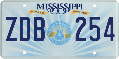 MS license plate ZDB254