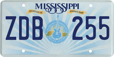 MS license plate ZDB255