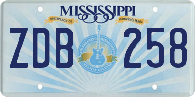 MS license plate ZDB258