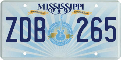 MS license plate ZDB265