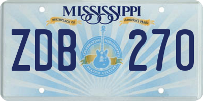 MS license plate ZDB270