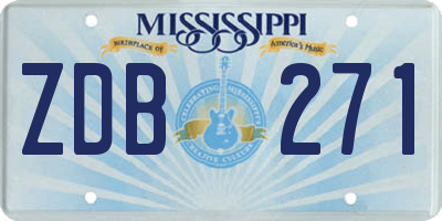 MS license plate ZDB271