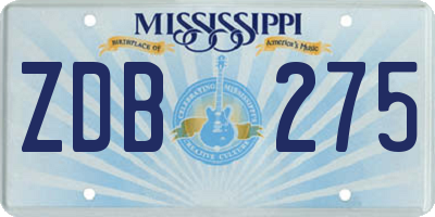 MS license plate ZDB275