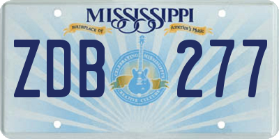 MS license plate ZDB277