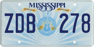 MS license plate ZDB278