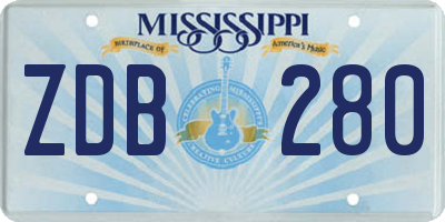 MS license plate ZDB280