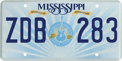 MS license plate ZDB283