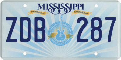 MS license plate ZDB287