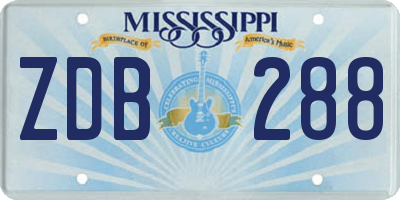 MS license plate ZDB288