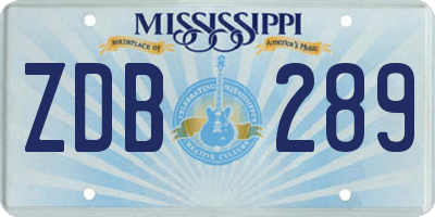 MS license plate ZDB289