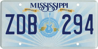 MS license plate ZDB294