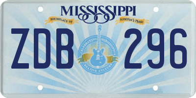 MS license plate ZDB296