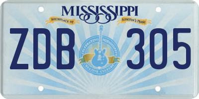 MS license plate ZDB305