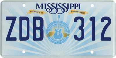 MS license plate ZDB312
