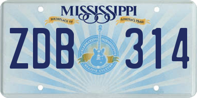 MS license plate ZDB314
