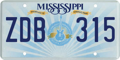 MS license plate ZDB315