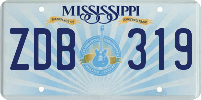 MS license plate ZDB319